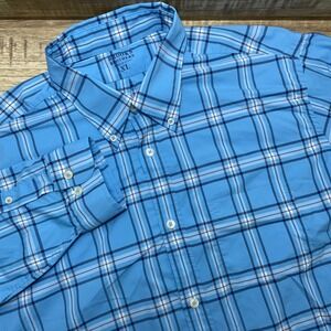 Brooks Brothers Performance Plaid Button Down Nylon Stretch Shirt Mens XL Blue